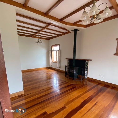 Living room with wood burner fireplace cleaned by Shine&Go NZ